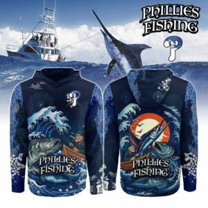 Philadelphia Phillies MLB x Wave Hunter Fishing Limited Edition Long Sleeve Hoodie