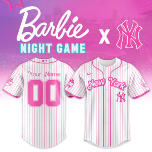 New York Yankees MLB x Barbie Night Game Personalized Custom Jersey