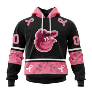 Baltimore Orioles MLB In Classic Style With Paisley In October We Wear Pink Breast Cancer Hoodie