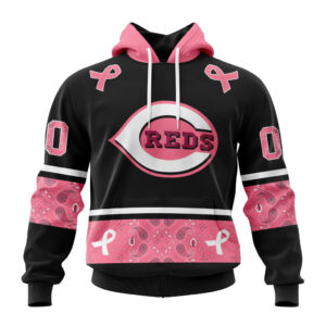 Cincinnati Reds MLB In Classic Style With Paisley In October We Wear Pink Breast Cancer Hoodie
