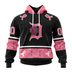 Detroit Tigers MLB In Classic Style With Paisley In October We Wear Pink Breast Cancer Hoodie