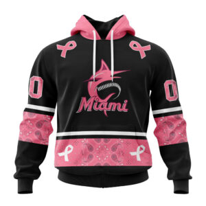 Miami Marlins MLB In Classic Style With Paisley In October We Wear Pink Breast Cancer Hoodie