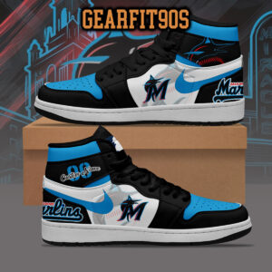 Miami Marlins MLB Personalized Air Jordan 1 Shoes
