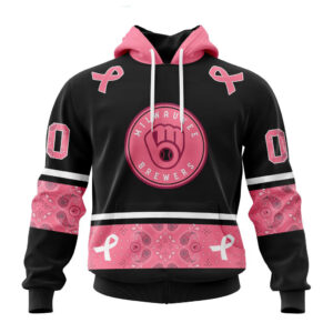 Milwaukee Brewers MLB In Classic Style With Paisley In October We Wear Pink Breast Cancer Hoodie