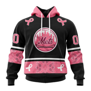 New York Mets MLB In Classic Style With Paisley In October We Wear Pink Breast Cancer Hoodie