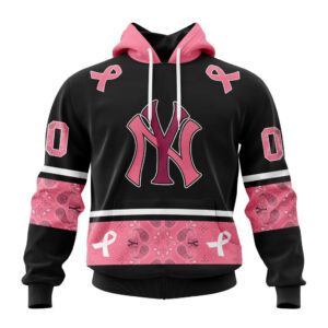 New York Yankees MLB In Classic Style With Paisley In October We Wear Pink Breast Cancer Hoodie