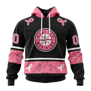 Seattle Mariners MLB In Classic Style With Paisley In October We Wear Pink Breast Cancer Hoodie