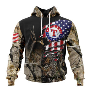 Texas Rangers MLB Special Camo Realtree Hunting Hoodie