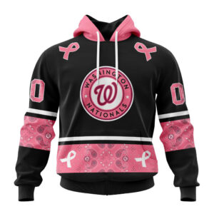 Washington Nationals MLB In Classic Style With Paisley In October We Wear Pink Breast Cancer Hoodie T Shirt